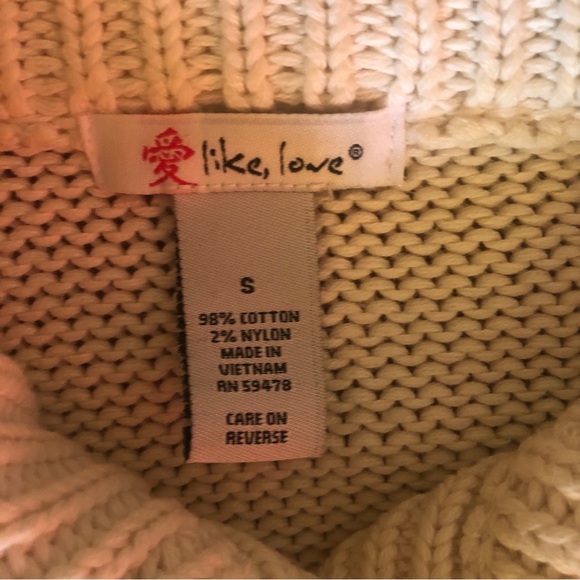 “Like, Love” Sweater Dress SZ Small cream Color SS Cotton blend Knit, Warm! - Picture 9 of 12